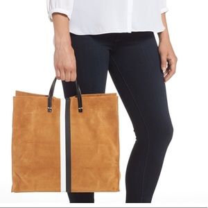 Clare V simple stripe suede tote